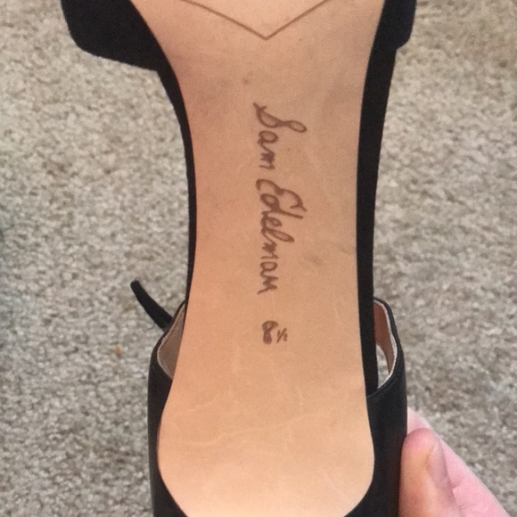 Sam Edelman crisscross tie up pointed toe zip back size 8 1/2 black heels - Picture 7 of 9